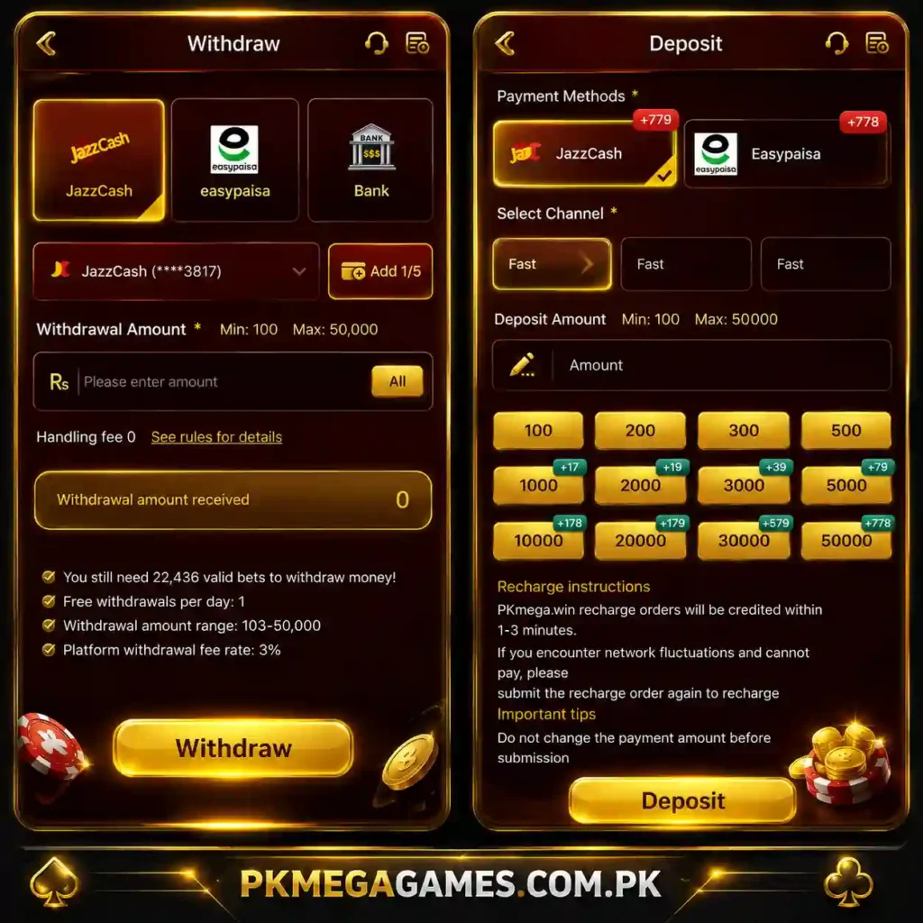 Deposit and Withdraw PKMEG